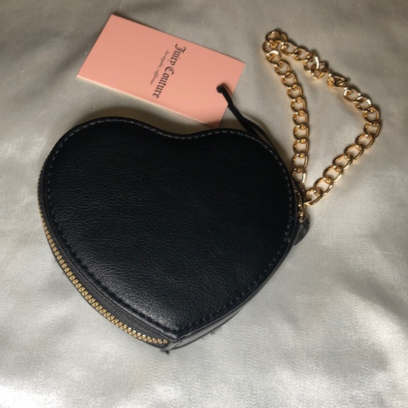 Juicy Couture Liquorice Get Cozy Faux Fur Heart Zip Around Wristlet JC Logo NWT - Picture 12 of 16